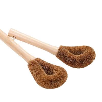 Natural coconut palm brush long handle bottle brush kitchen wash cup  zero waste coconut fiber cleaning brush