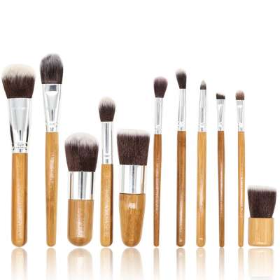 Eco friendly Foundation Powder Mineral Eye Face Make Up Brushes Set  Reusble bamboo make up brush