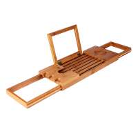 Bamboo bathtub frame bubble bath artifact European mobile phone tablet computer frame solid wood telescopic multi-functional