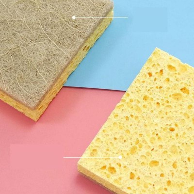 Eco Friendly Biodegradable Sisal Coconut Fiber Sponge Kitchen Cleaning Bamboo Brush Pads Dish Washing Scrubber