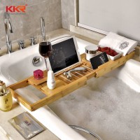 Premium Bamboo Bathtub Tray Caddy Wood Bath Tray Expandable with Book and Wine Holder